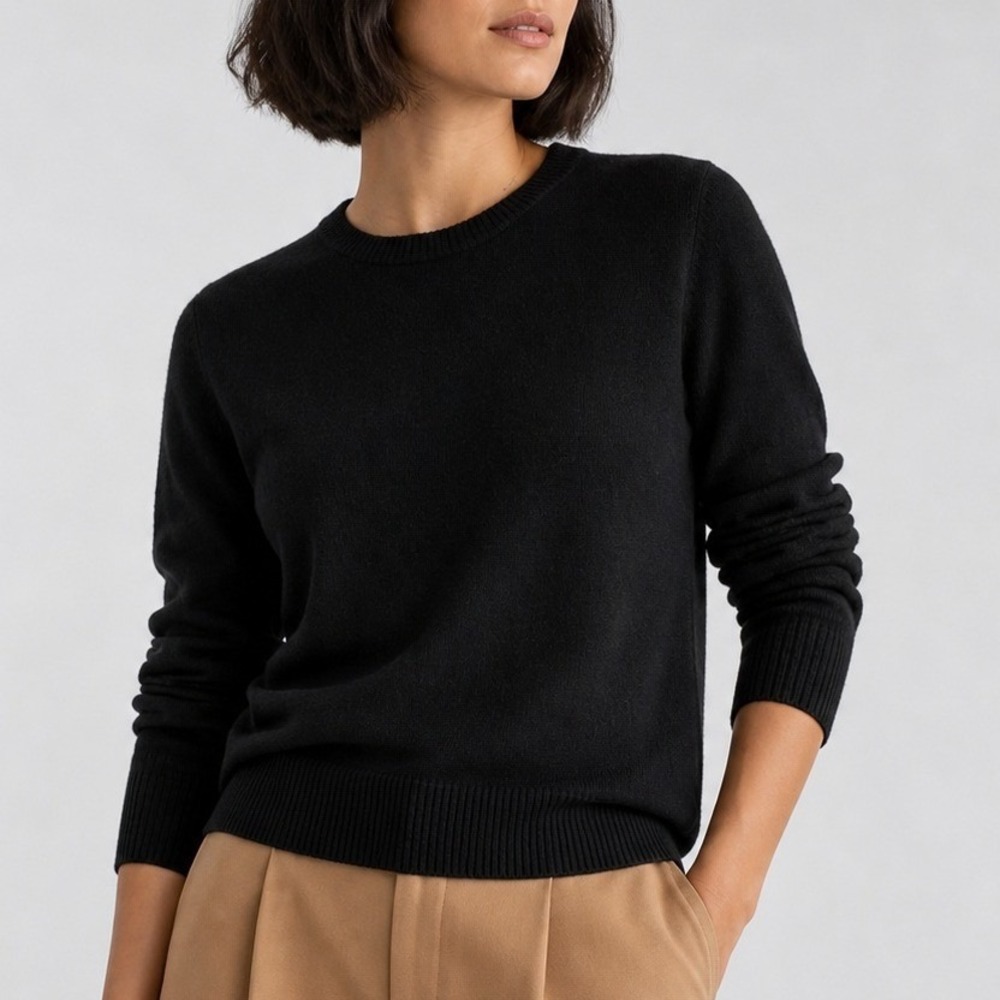 Quince Mongolian Cashmere Crewneck Sweater Breathable Date Travel Black XL NWOT